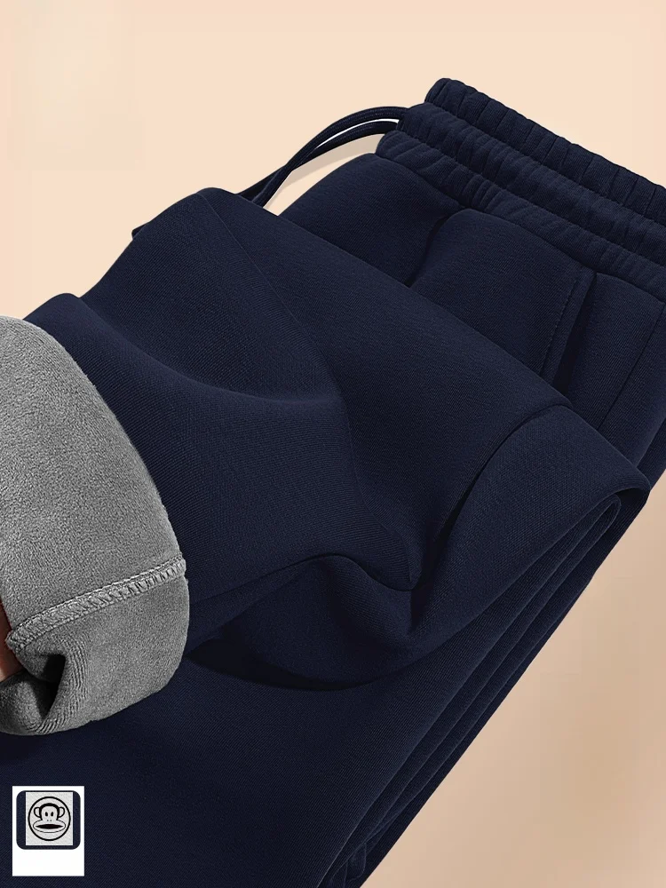 

Мужские спортивные брюки с флисовой подкладкой, прямые, теплые, хлопковые, на осень-зиму, повседневные, свободного кроя, с эластичным поясом