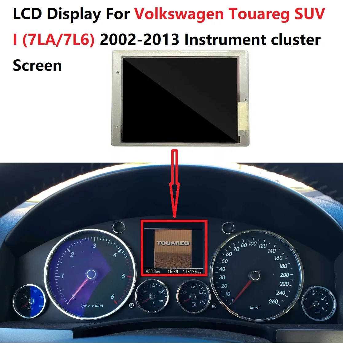 Wyświetlacz LCD do Volkswagen Touareg SUV I (7LA/7L6) 2002-2013 Wymiana ekranu zestawu wskaźników