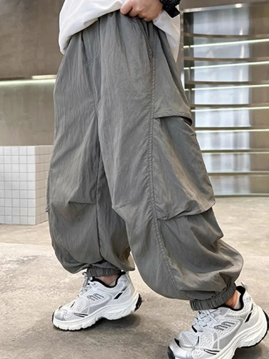 男の子夏薄氷シルクワークパンツ防蚊ファッショナブルなストリートスタイル子供服韓国スタイルルーズフィットロングパンツ