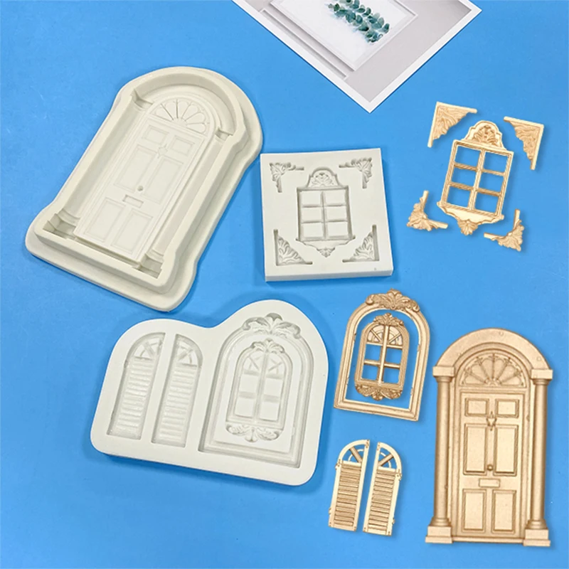 Home door and window decoration silicone mold European door window creative decoration DIY chocolate candy mold