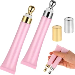 2Pcs Empty Eye Cream Refillable Squeeze Tubes Pink Lip Gloss Containers Travel Makeup Essential Oil Roller Tubes Vacuum Bottle