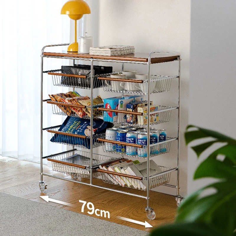 

trolley rack Multifunctional kitchen storage Movable multi-layer snack cart basket Household