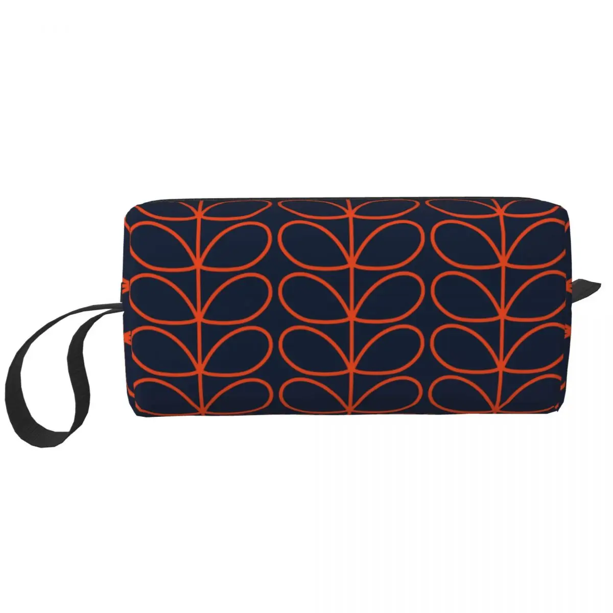 Custom Linear Stem Orange Toiletry Bag for Women Orla Kiely Makeup Cosmetic Organizer Lady Beauty Storage Bags Dopp Kit Case Box