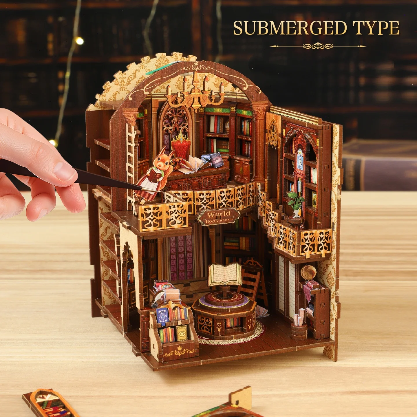 3D DIY Wooden Book Nook - Wanguo Bookstore Model Kit, Creative Handmade Gift for Christmas & Black Friday