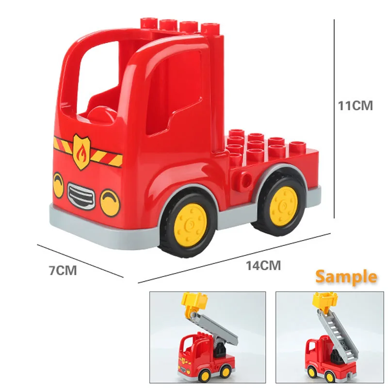 Trailer Auto Motor Boot Grote bouwstenen Collocatie Voertuigaccessoire Kid DIY Speelgoed Compatibel met Duploed Set Gift