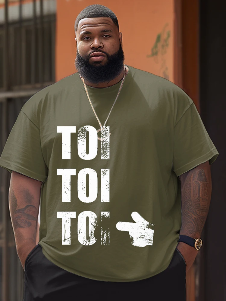 L-9XL Plus Size Round Neck Short Sleeve T-shirt for Men Casual Letter Printing Simple Daily White Black Blue Green Top ZOOY