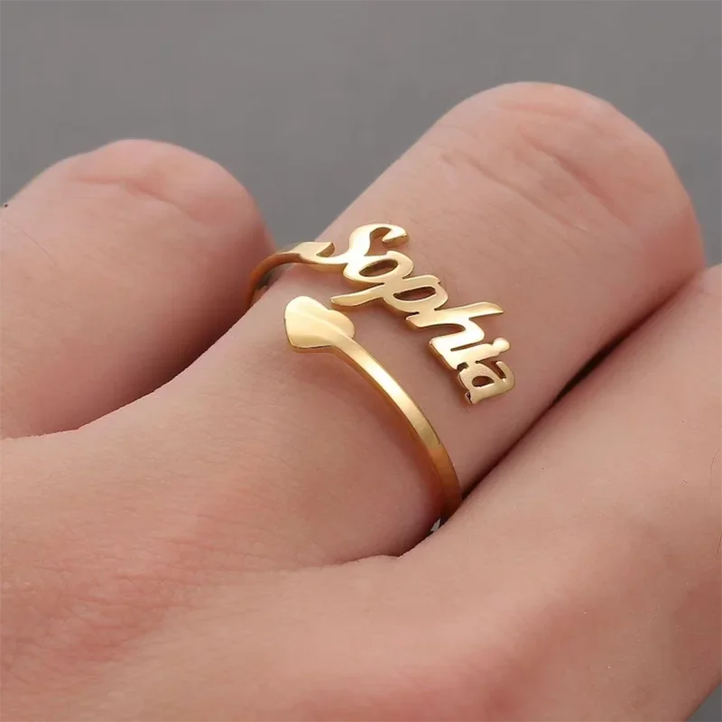 Personalized Custom Love Name Ring Women\'s Jewelry Fashionable Valentine\'s Day Couple Rings Girlfriend Gift Heart Wedding Band