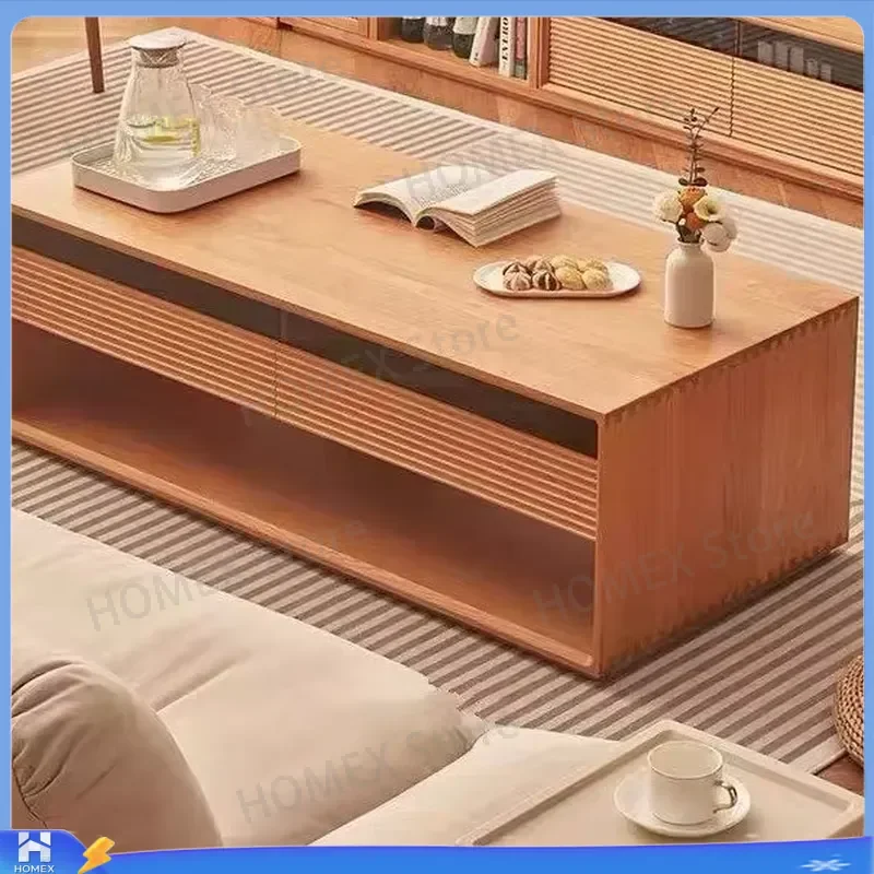 Modern Solid Wood Coffee Table Multifunctional Side Table Simple Design Small Apartment Living Room Furniture End Table Sofa