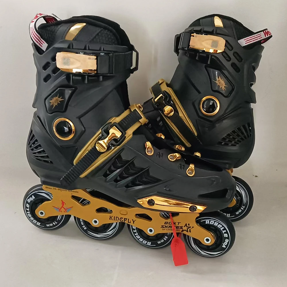 Promoción de patines en línea Slalom 42-44 para longitud del pie 26-27cm 76-80-80-76mm ruedas 90A zapatos de patinaje sobre ruedas Patines deslizantes gratis