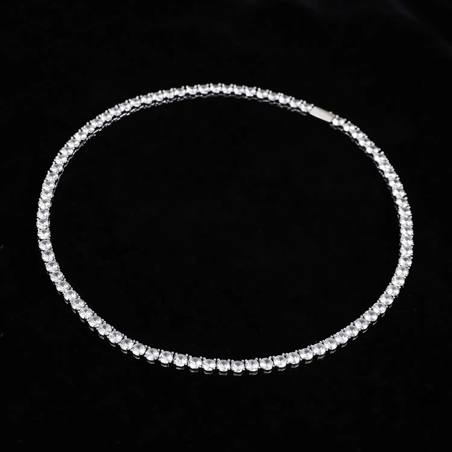 925Sterling Silver Necklace Zircon Chain Necklace Women Fashion Simple Engagement Wedding Charm Jewelry  2MM/4MM 40-50CM