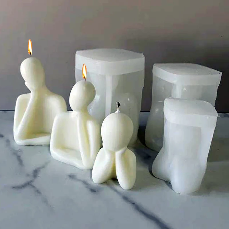 DIY Mutter Vater Sohn Porträt Silikon Kerze Formen 3d abstrakte Familie Statue Gips Handwerk Harz Beton form handgemachte Seife