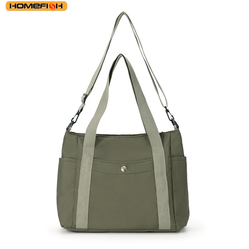Bolsa Mensageira HOMEFISH de Grande Capacidade em Cor Sólida, Bolsa Casual de Nylon com Alça Ajustável e Removível