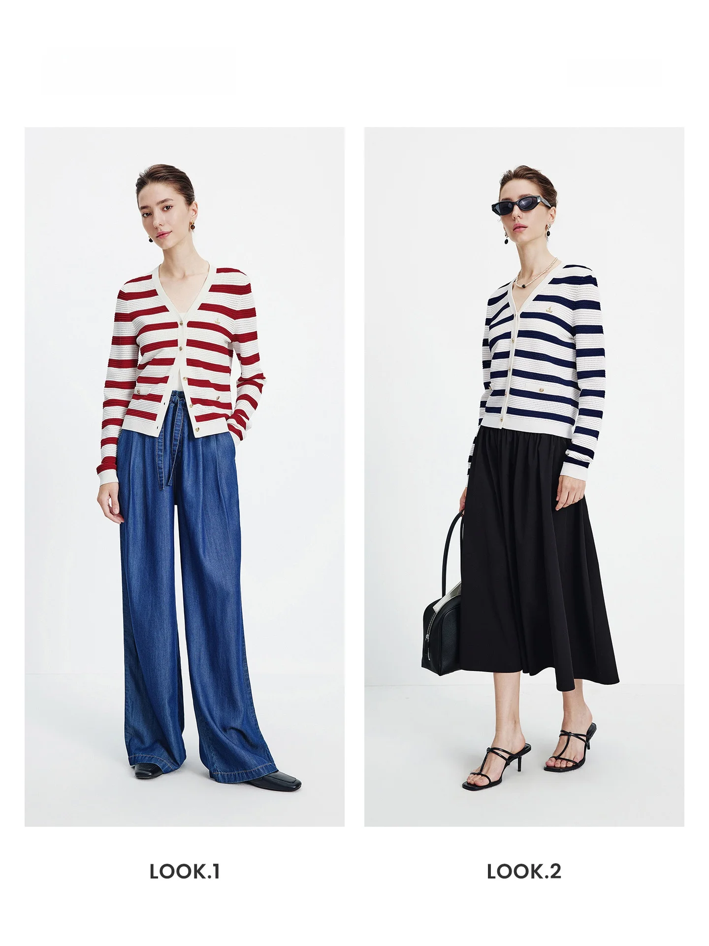 Navigare Red Knitted Open Cardigan Women's Spring 2026 Hollow out Micro Elastic College Sle Small Sailing Boat Jaet