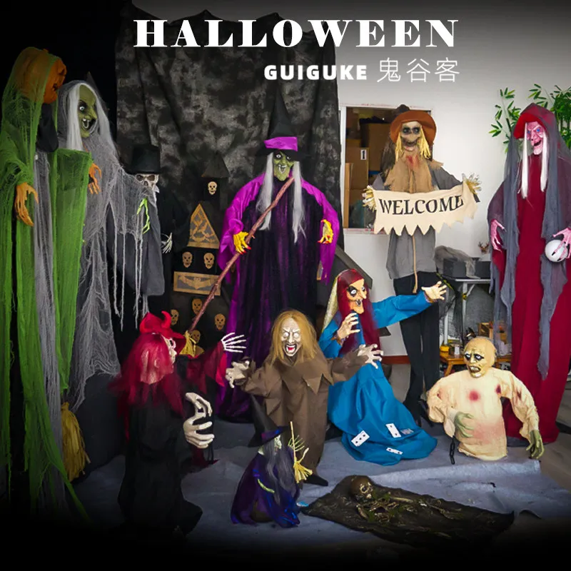 Halloween New Large and Medium Standing Ornament Haunted House Secret Room Witch Death Demon Zombie Pumpkin Monster Ornament