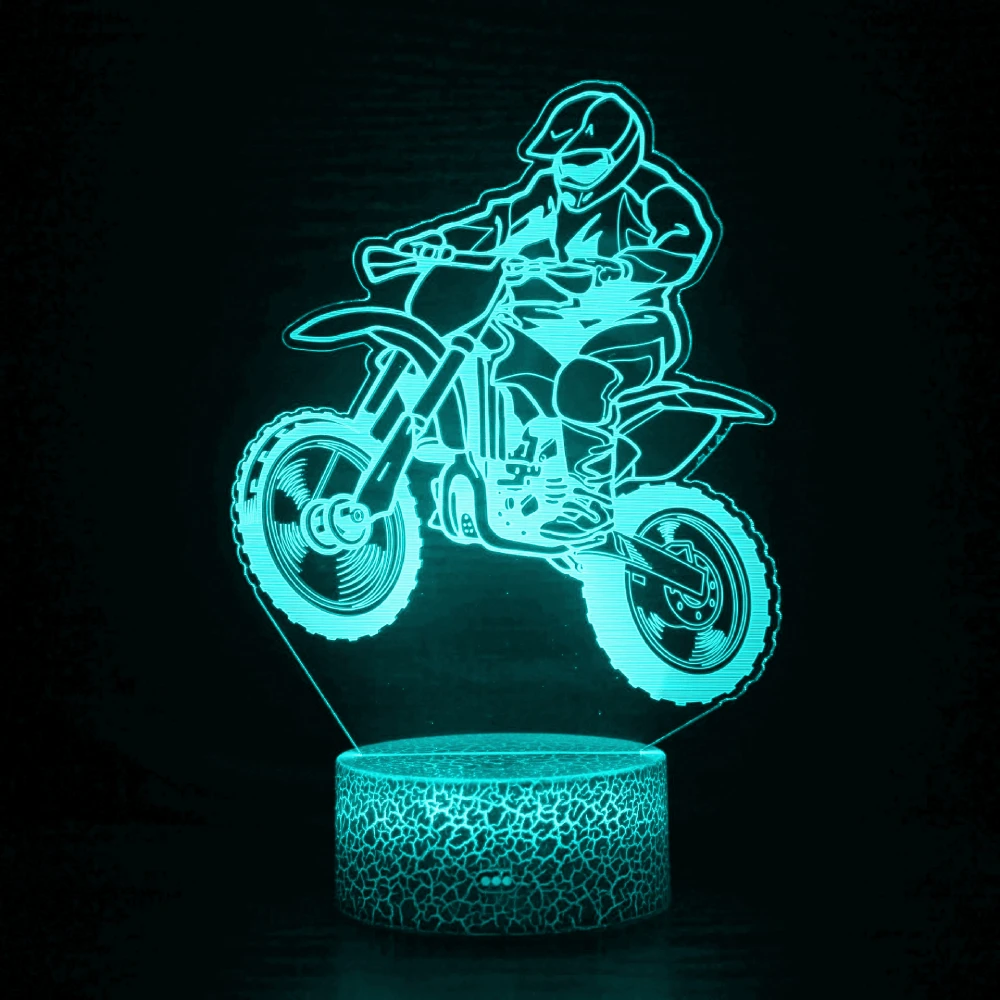 Dirt Bike Gift 3D Night Light 7 Colors Motocross Lamp LED Motorcycle Decor Dirtbike for Boys Girls Room Birthday Christmas Gifts