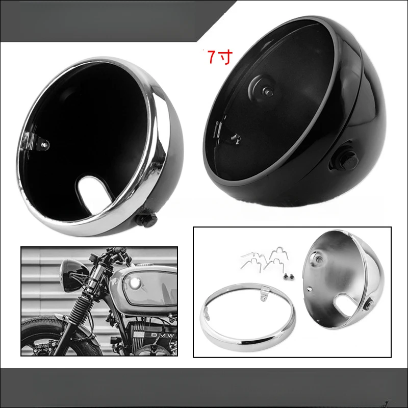 

Applicable to 7-Inch Harley Motorcycle Headlight Lamp Shell Retro Universal Modified Shell LED Headlight Shell