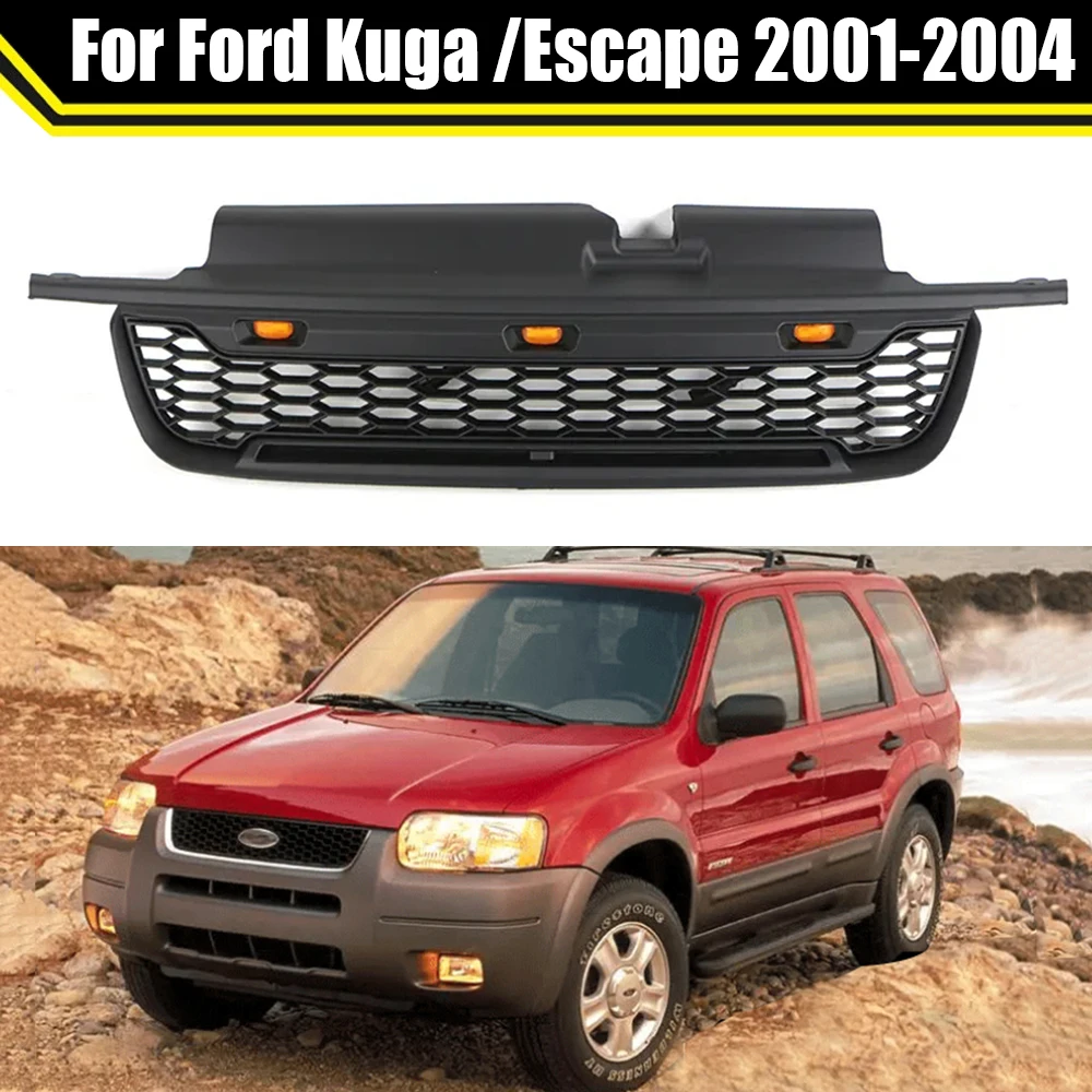 

Replace Grille Modified Grill With Letter LED Lights Fits For Ford Kuga /Escape 2001-2004 Car ABS Front Bumper Grills Mid Grid