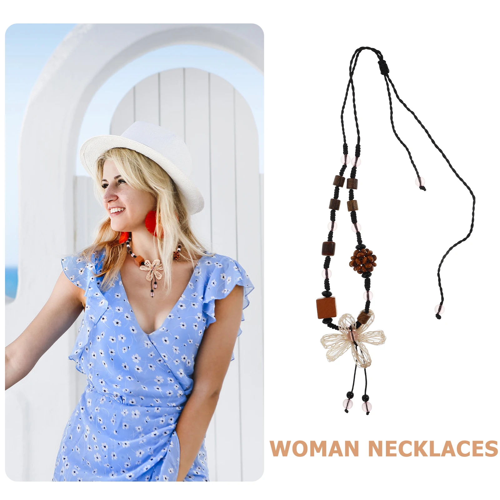 

Bead Necklace for Women Colorful Layered Choker Beaded Turquoise Old Fashioned Flower Boho