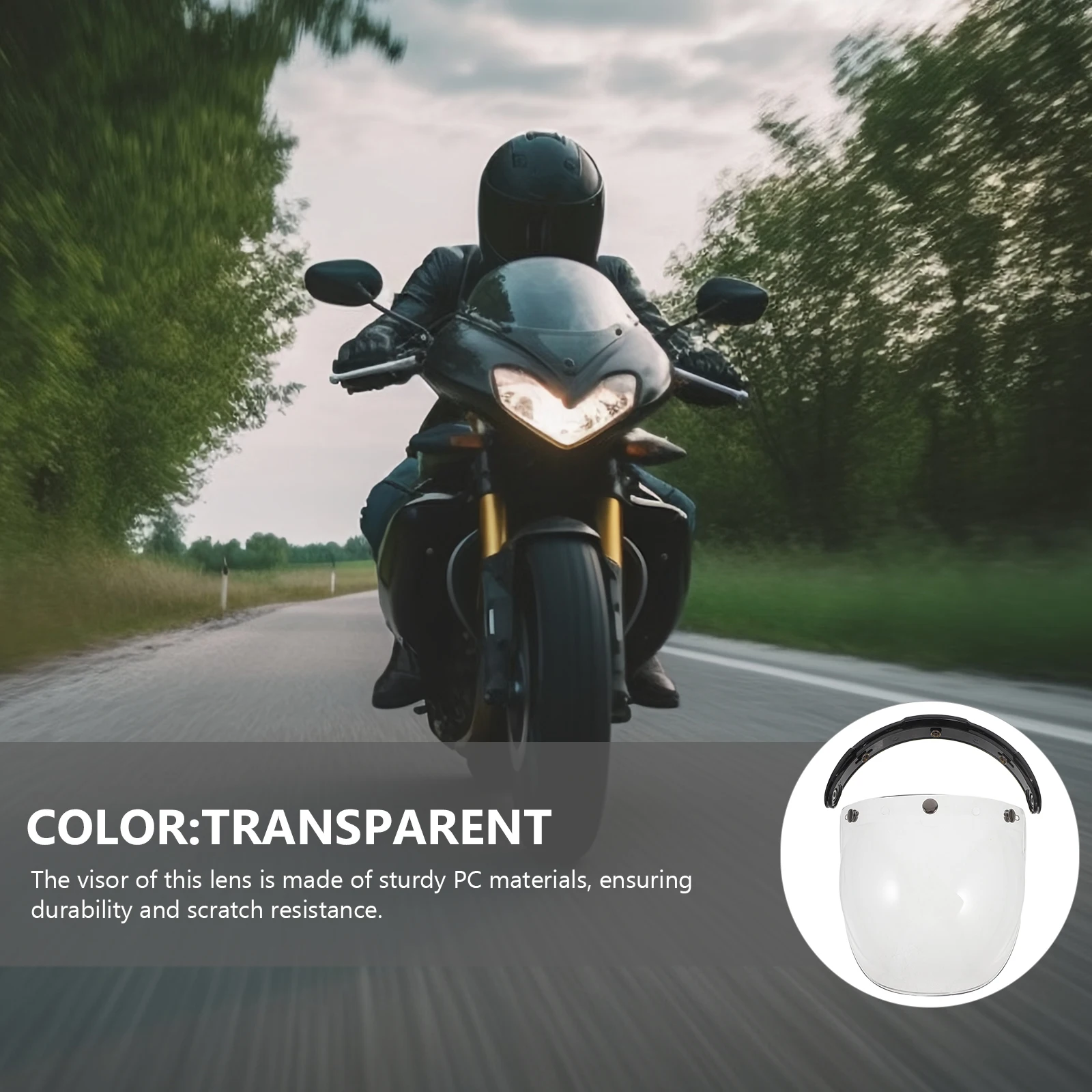 

1 Set Motorcycle Visor Shield Replacement Lens Bubble Design Sturdy Pc Retro Frame Durable Accessory For Motorbike
