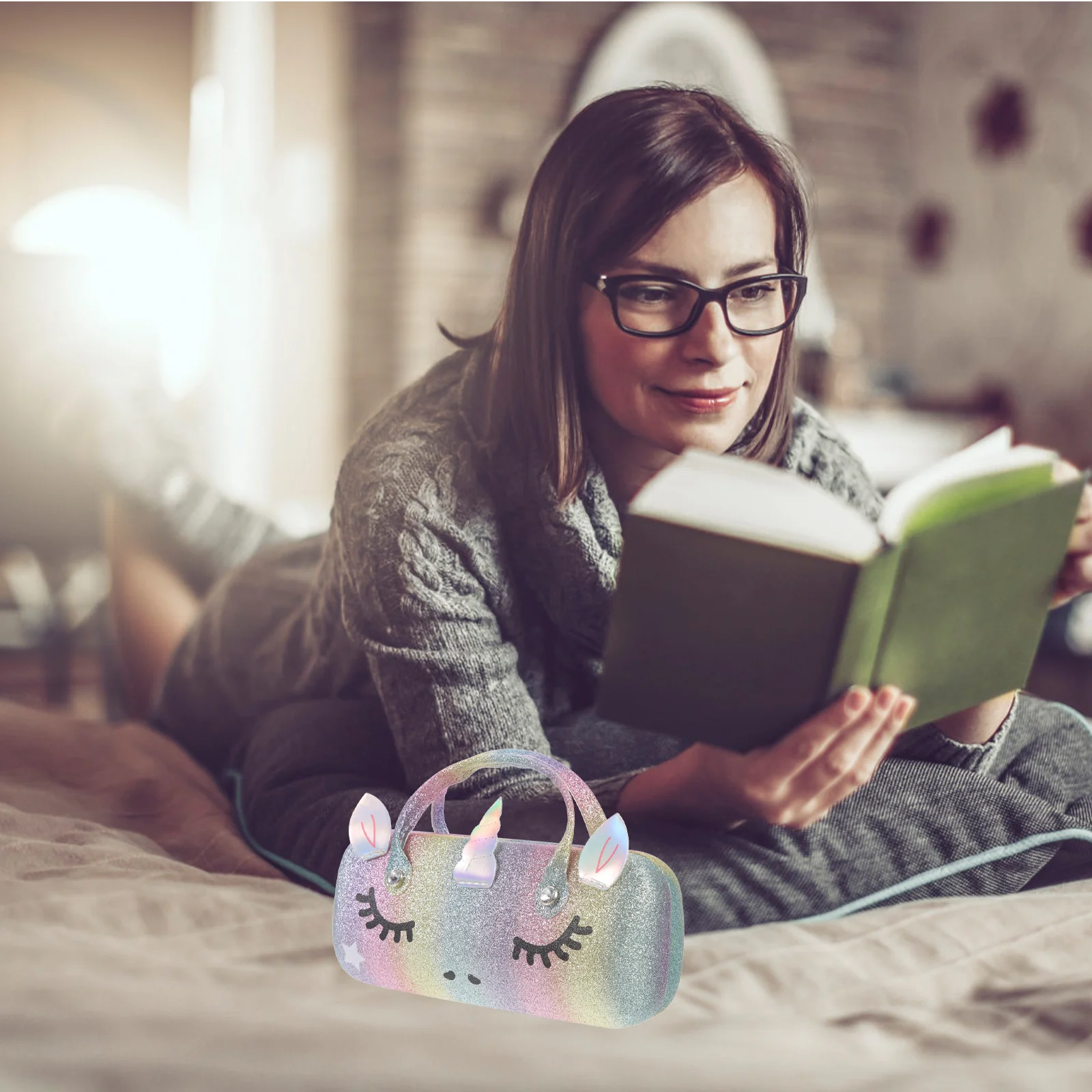 

Cute Cartoon Portable Pu Glasses For Kids Girls Folding Eyeglasses Box Durable Drop Resistant Storage Container Fashionable