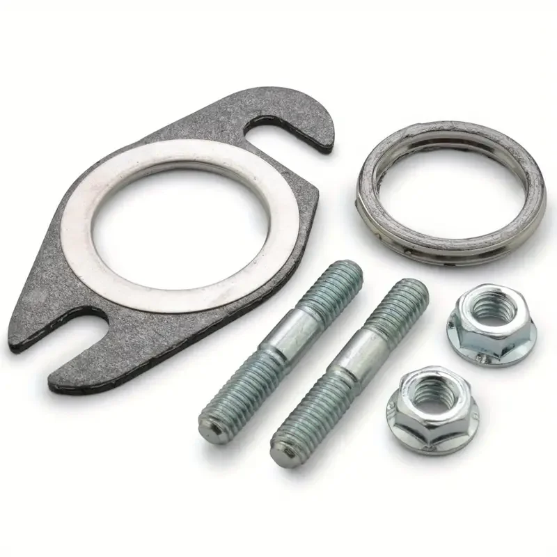 1 conjunto de kit de juntas para escapamento 50cc 2T, adequado para tubo de escape de rolo 2T, com parafuso de dupla fixação, peças e acessórios para 