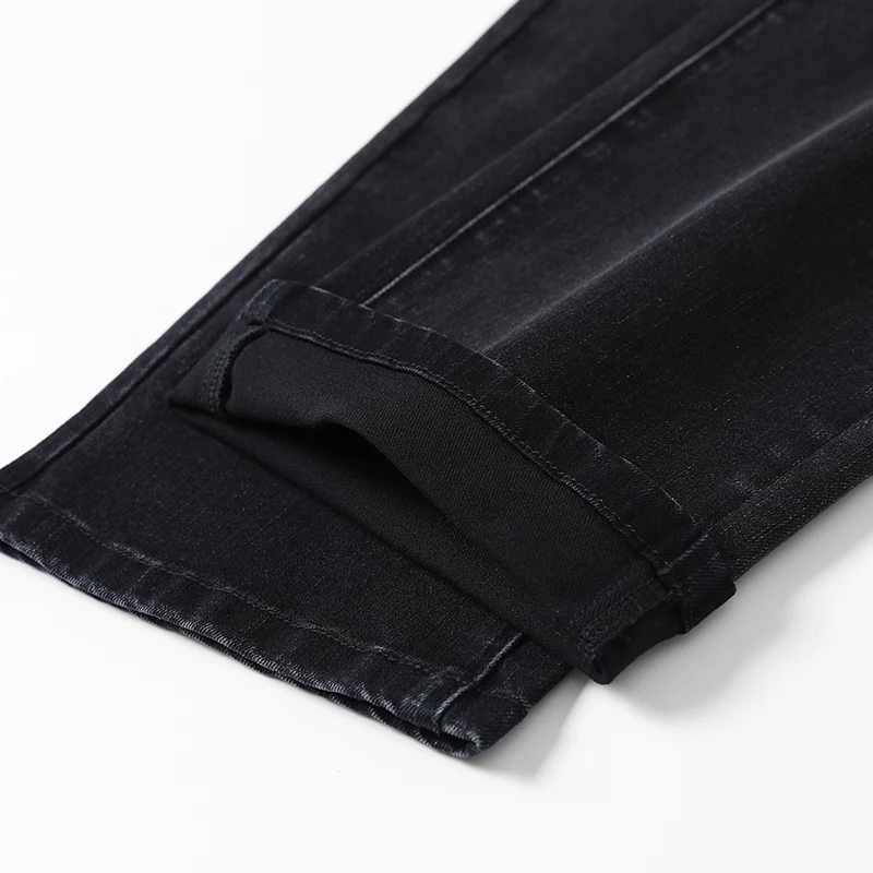 Classic Washed Black Straight Men\'s Jeans Stretch Comfortable Business Casual Denim Pants Autumn Trousers Male Brand Clothes