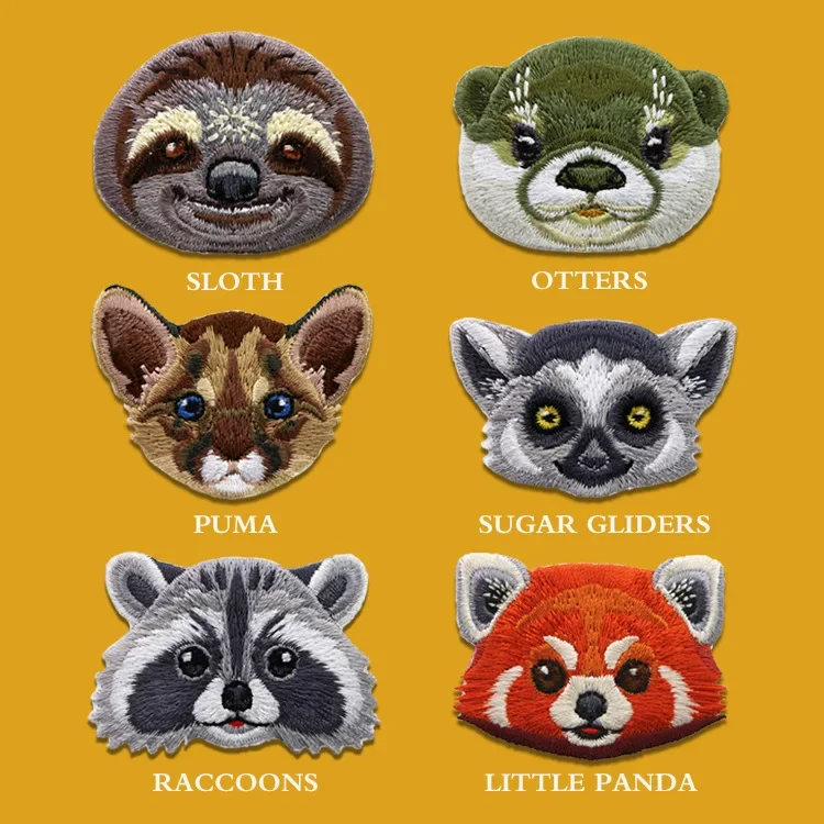 Cartoon Animals Embroidery Patch on Bags Lovely Raccoon Sloth Iron on Patches Decoration for Clothing and Backpack