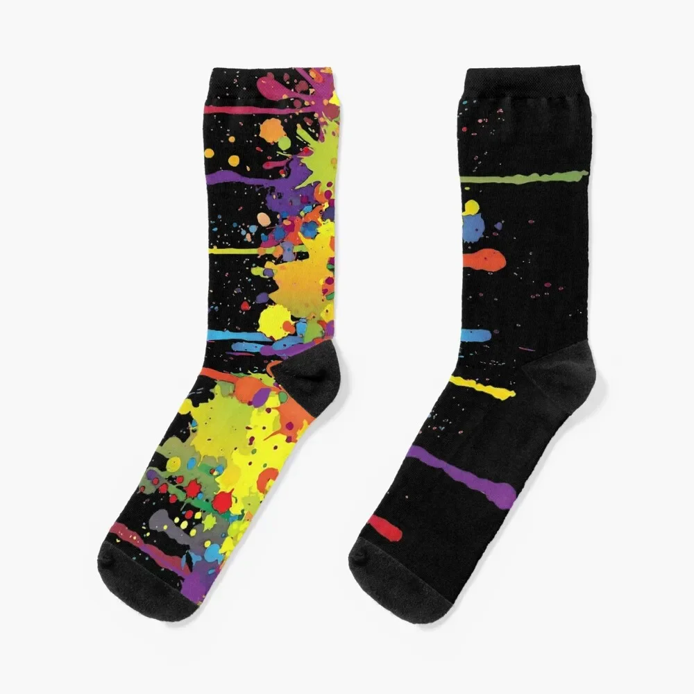 

CRAZY multicolored double RUNNING WATERCOLOR SPLASHES Socks New year's designer brand cartoon kawaii Luxury Woman Socks Men's