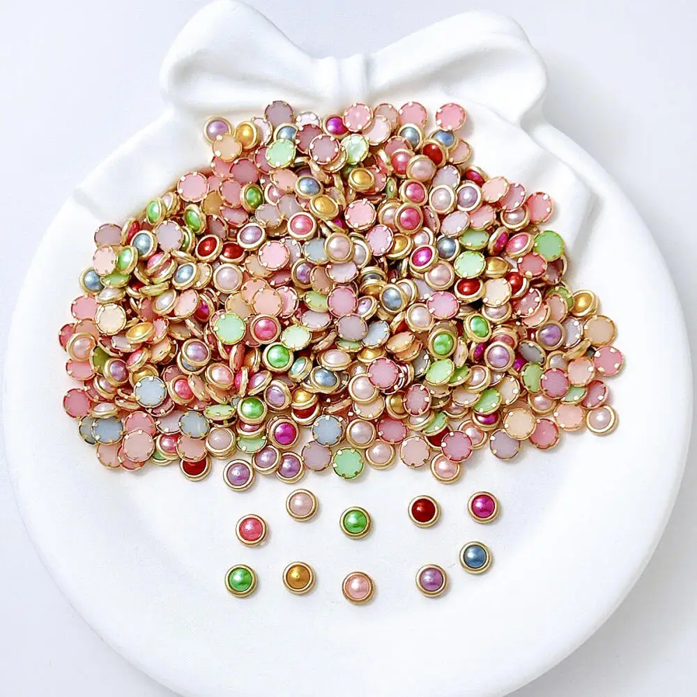 50 Stück Mini Bunte Quadratische Ovale Strass-Steine Eingelegte Nagelcharms Minimalistische Flache Runde Legierungs-Nagelkunst-Dekorationen für DIY – Detail 5