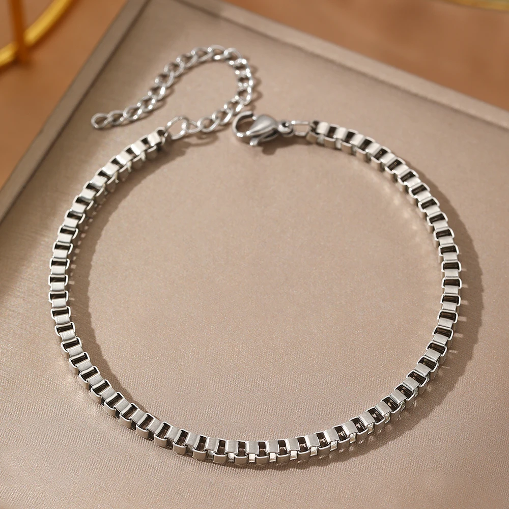 Stainless Steel Bracelet Simple and Fashionable Various Styles Square Clasp Design Bracelet For Women Jewelry Banquet Party Gift