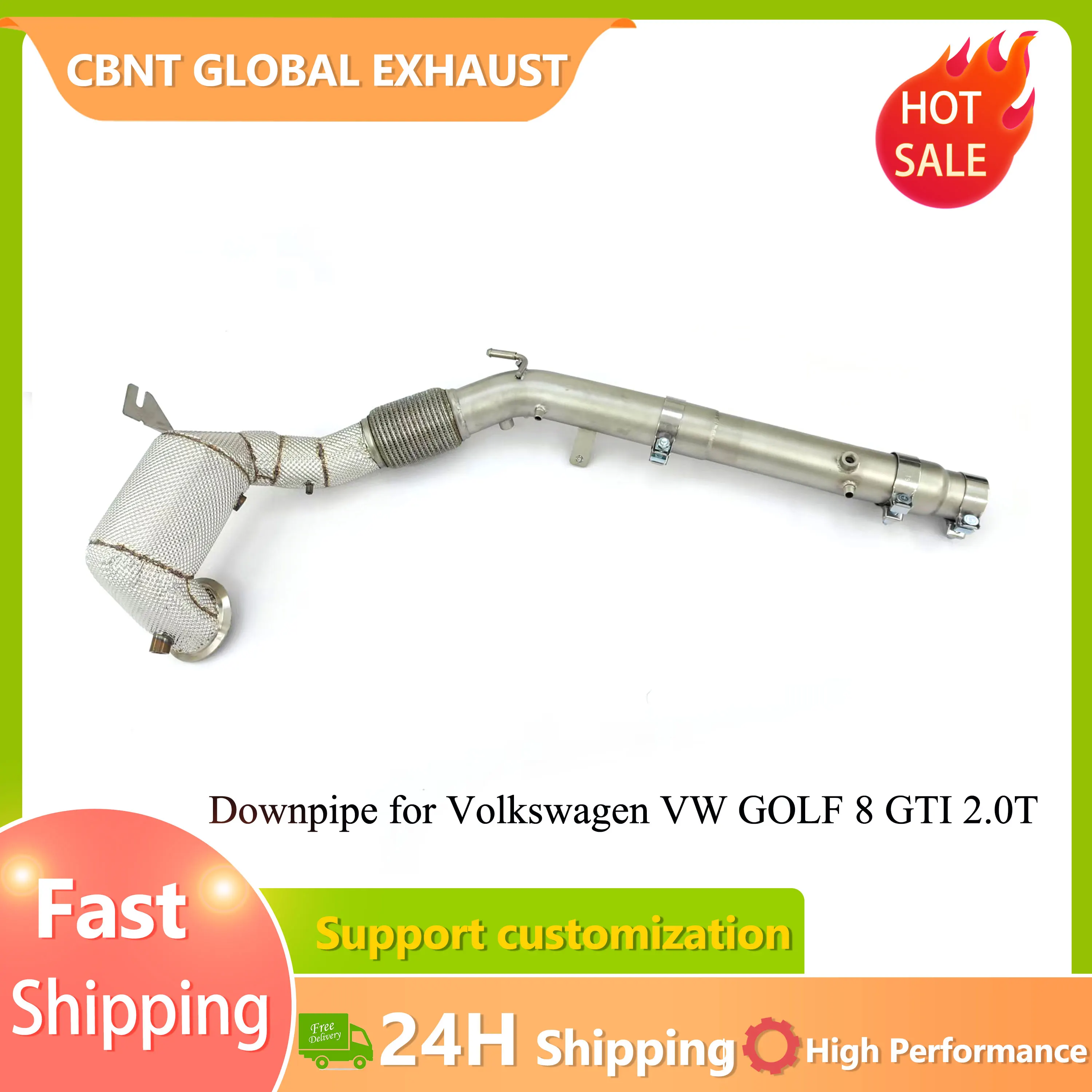 

CBNT GOLF 8 GTI Exhuast High Performance Catless/Catted Downpipe for Volkswagen VW GOLF 8 GTI 2.0T Exhuast Header with OPF Pipe