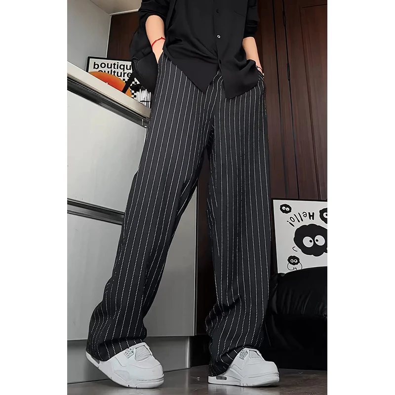 

Spring Summer Casual Pants Men Fashion Retro Striped Pants Men Streetwear Loose Wide Leg Pants Mens Trousers Plus Size 5XL