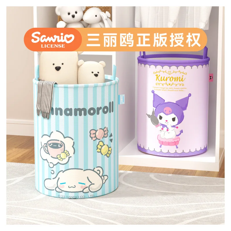 Sanrio Kawaii Kuromi Storage Basket Girl Heart Cartoon Cute Cinnamoroll Fold Toy Large Capacity Dirty Clothes Basket Kid Gift