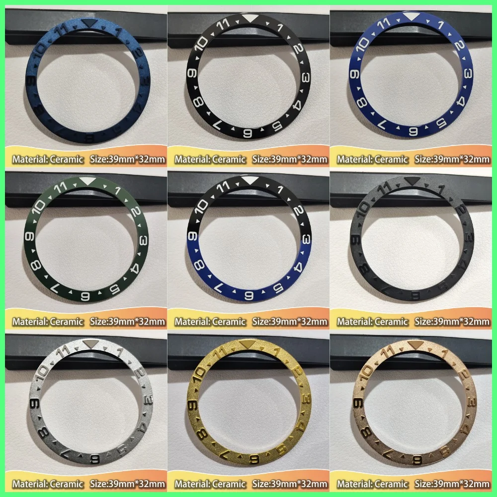 

Flat 39MM*32mm Ceramic Bezel Men's Watch Insert For Replacement Watch Bezels Accessory Diving Bezel Ring Multi colour Select ﻿