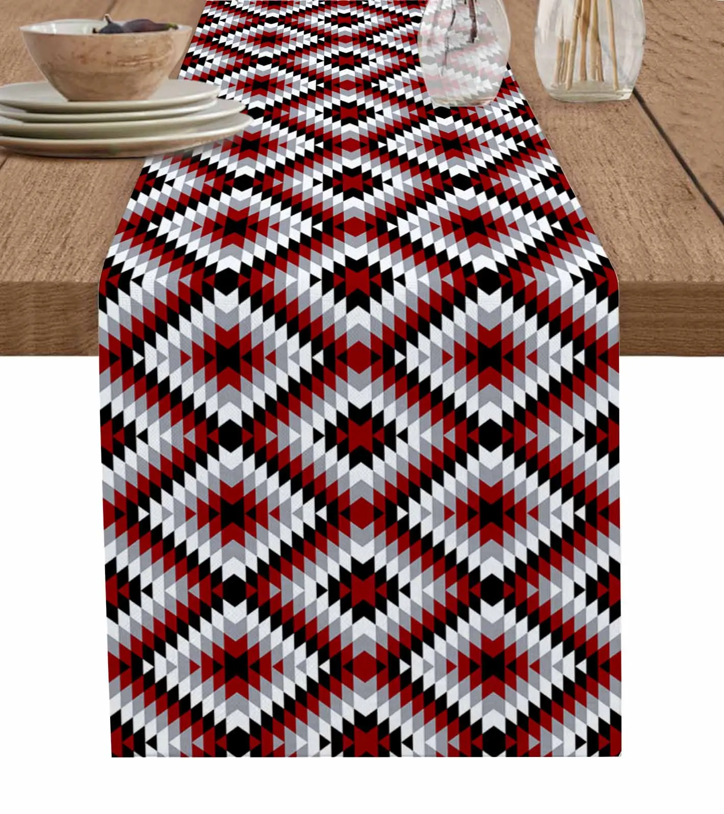 Bohemian Aztec Moroccan Rural Farmhouse Red Table Runner Wedding Decor Table Cover Holiday Party Coffee Tablecloth Tablemats