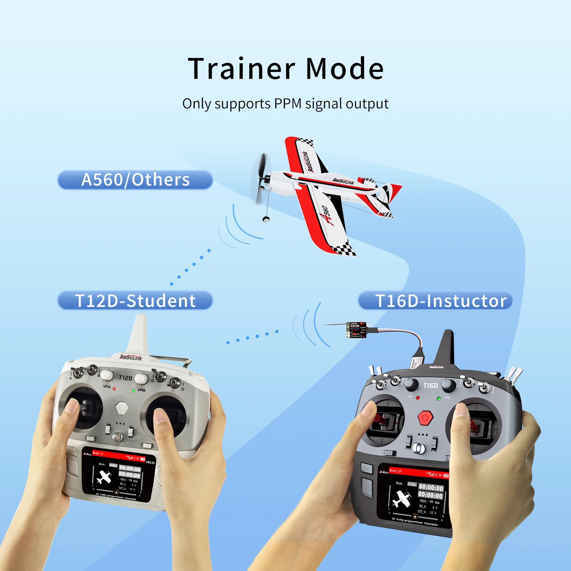 Radiolink RC TWC Transmitter Wireless Training Cable Type-C for T12D T16D RC Controller Fly Teaching Trainer Student Operation