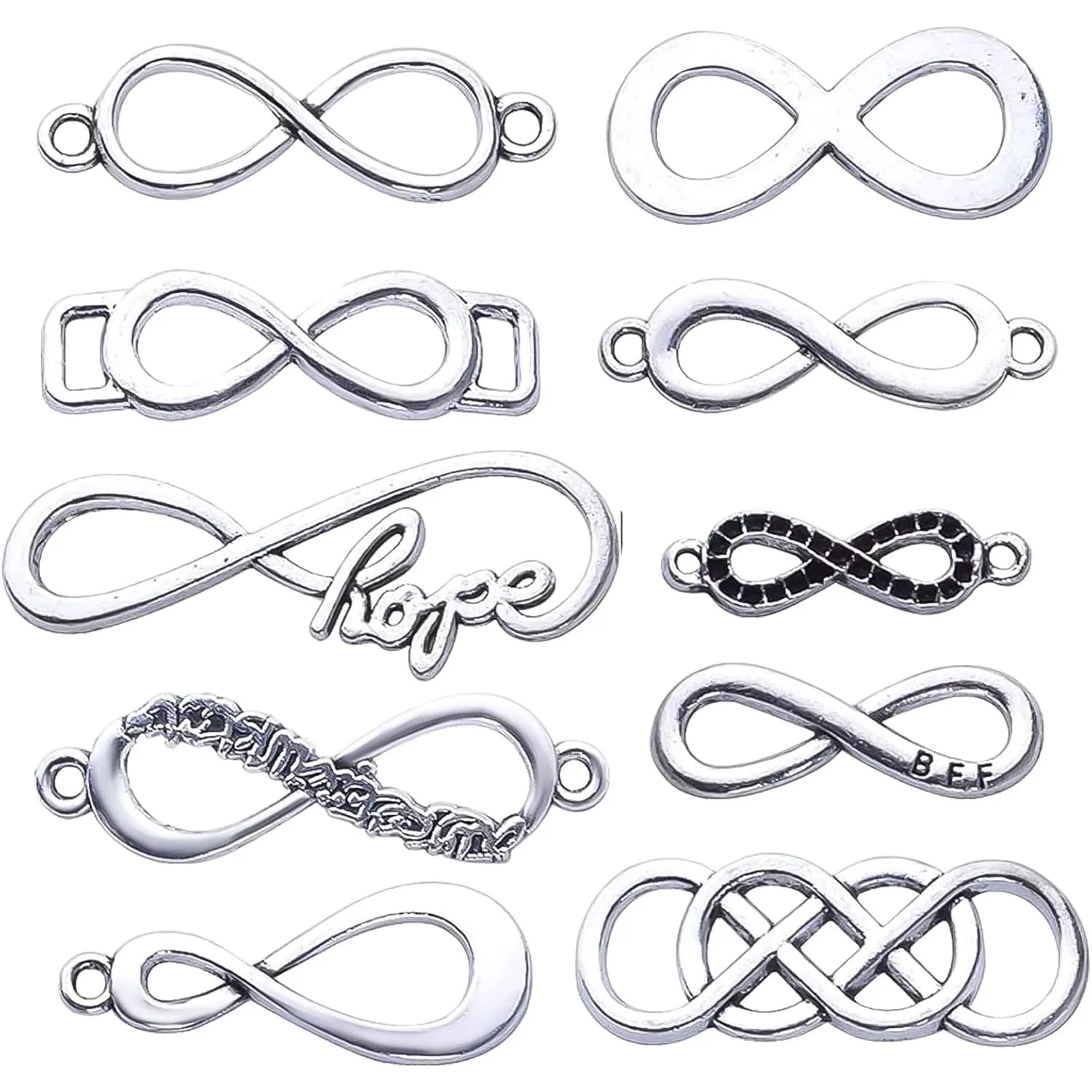 

50 шт. смешанные подвески с символом бесконечности, подвески для изготовления ювелирных изделий, аксессуары для изготовления ожерелья, браслета «сделай сам»