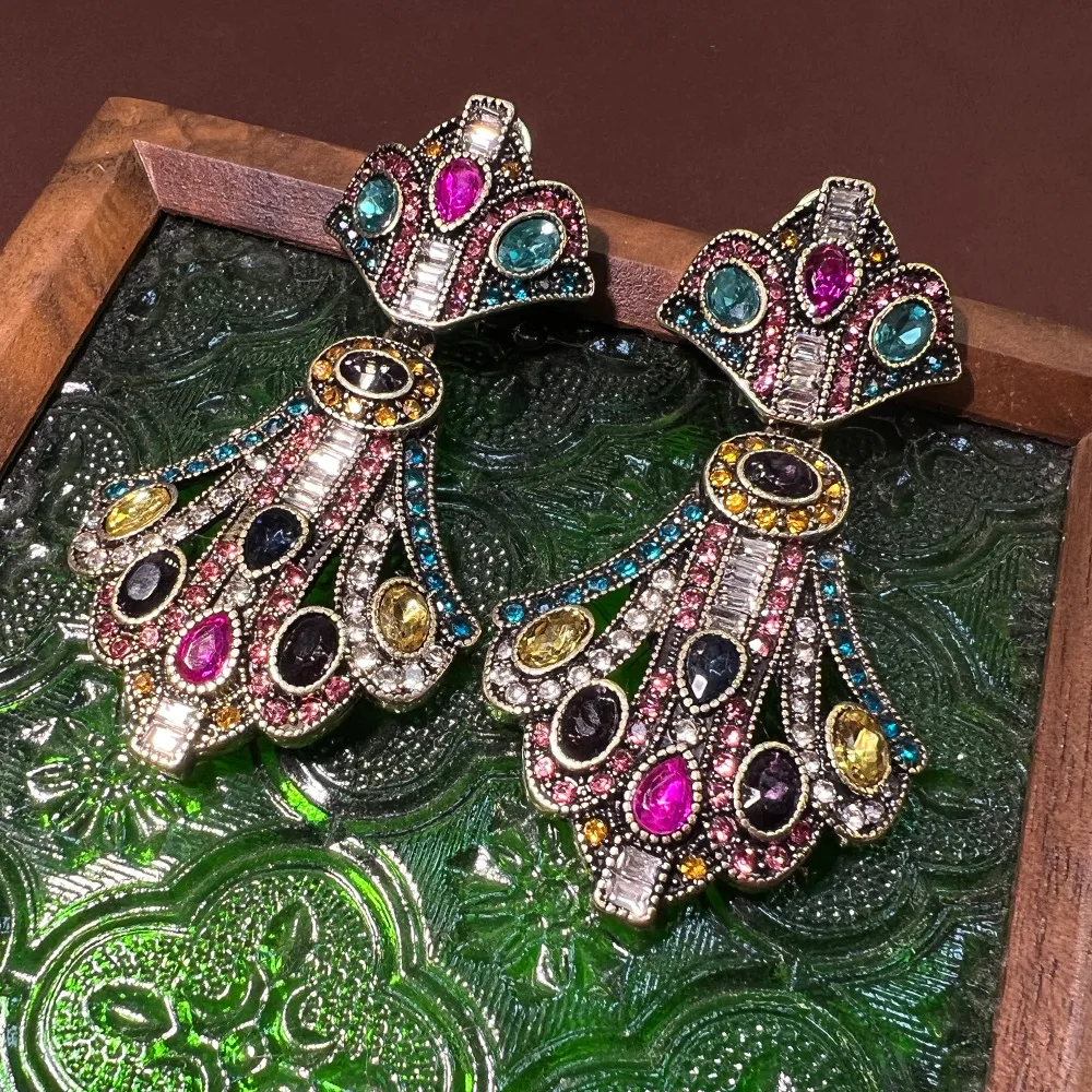 

Western antiques retro vintage heavy industry old, court style European and American exaggerated S925 high-end earrings wholesal