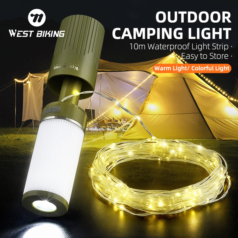 

WEST BIKING Portable Camping Light Type-C Rechargeable Camping Lantern Outdoor Led Flashlight Tent Camp Supplies Home