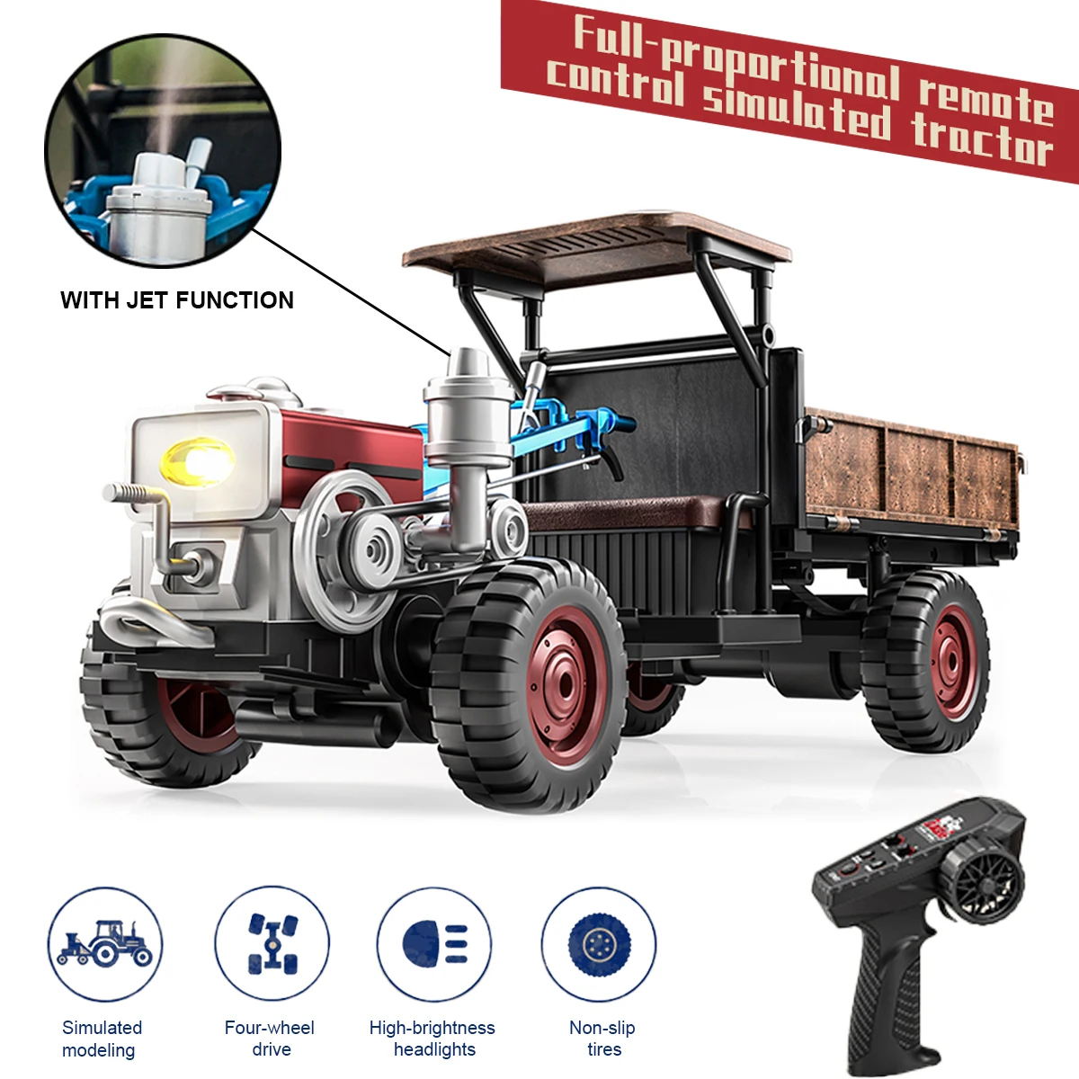 

1/14 RC Tractor New Handheld C8836 Fully Proportional 4WD Off-road Simulation Tractor Remote Control Vehicle Toy for Children