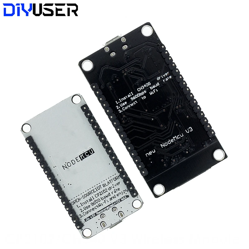 DIYUSER Wireless Module CH340/CP2102/CH9102X NodeMcu V3 V2 Lua WIFI Internet of Things Development Board Based ESP8266 ESP-12E