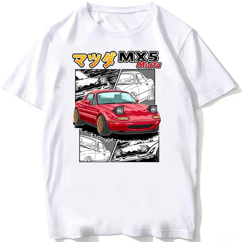 

JDM MX-5 MIATA Eunos Roadster 1990 Retro T-Shirt Unisex Men Short Sleeve Hip Hop Boy Sport Casual White Tops Japan Car Fan Tees