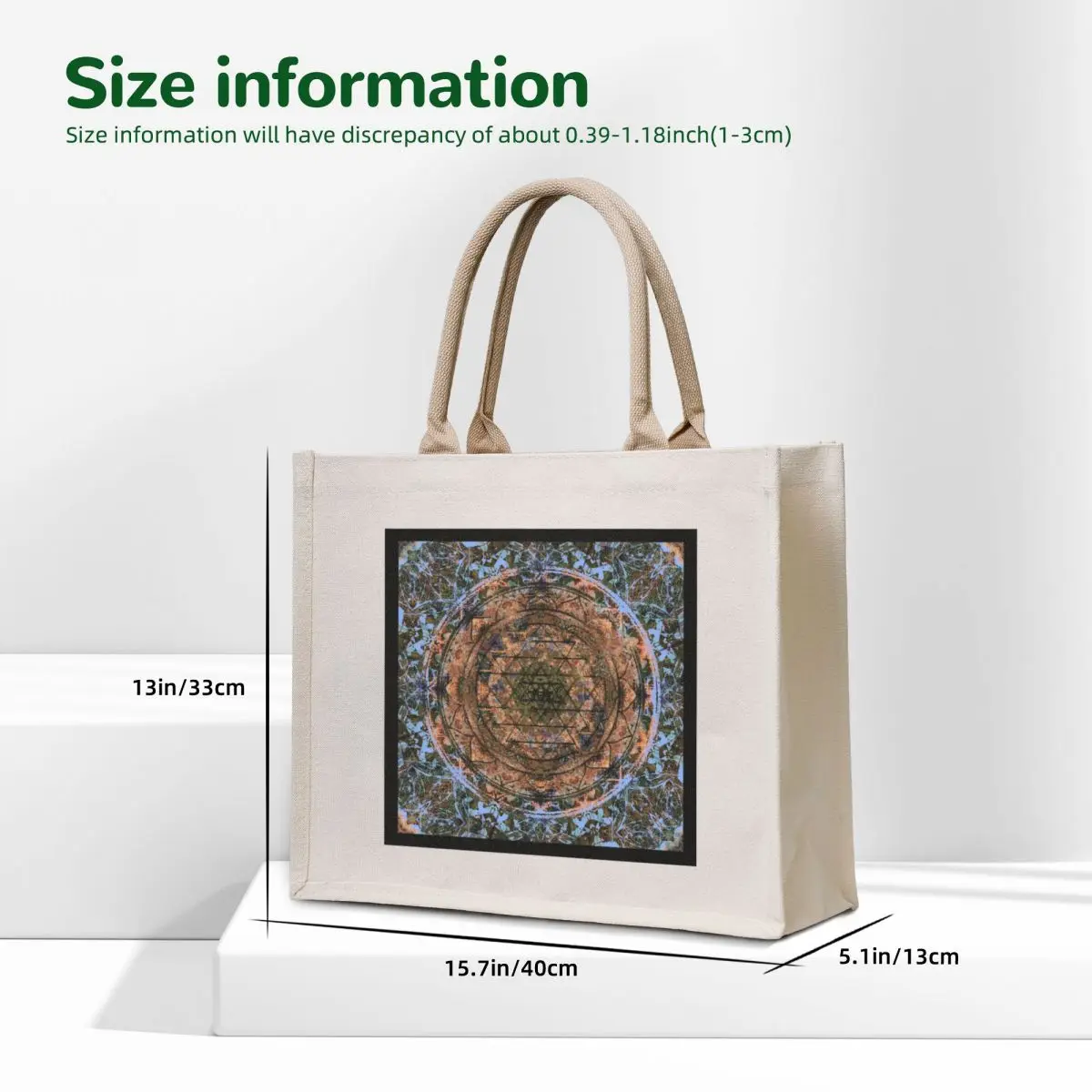 Sri Yantra Tote Bag tote bags cloth bags Women's beach bags Canvas shoulder bag foldable reusable bag