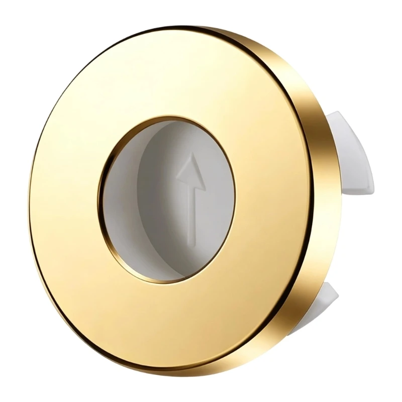 E7CD Sink Side Opening Cover Replacement 22-24 mm Size, Metal Face and ABS Insert, Push In Trim Part for Bathroom Sink Repair