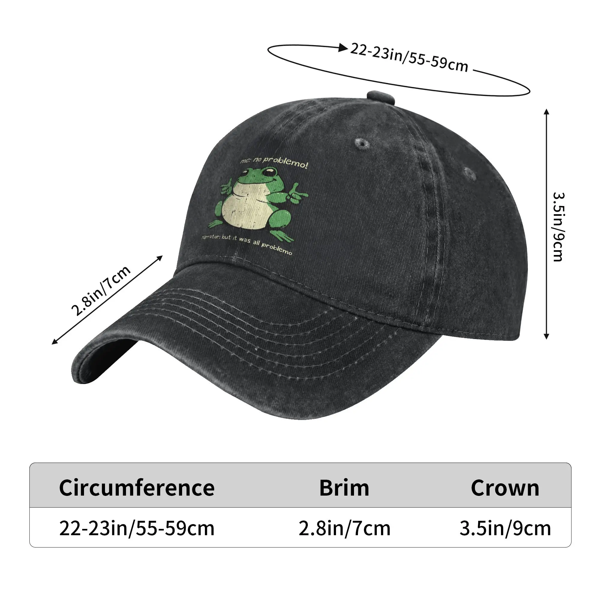 Frog Me No Problemo Funny Meme Humor Sarcastic Casual Baseball Cap  Outdoor Sport Trucker Hat Spring Sun-Proof Baseball Caps