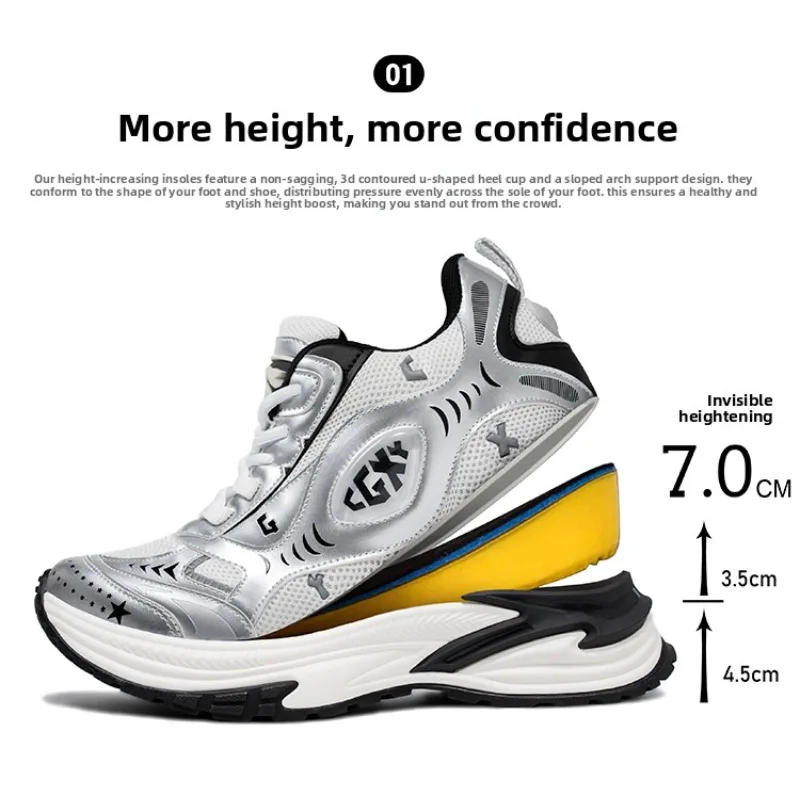 

2025 New Dad Shoes with Invisible Insole Height Increase of 7cm, Fashionable Casual Sports Shoes for Men