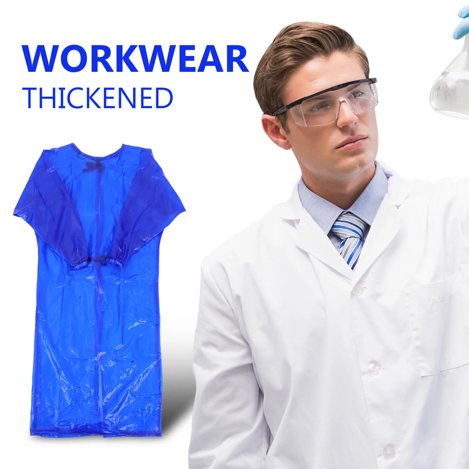 

Thick Waterproof Oil-Proof Long-Sleeve Unisex Work Apron for Chemical Lab Slaughterhouse Industrial Kitchen Dishwashing