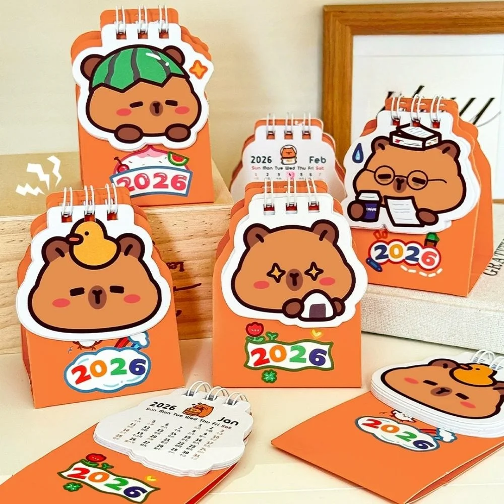 2026 Mini Capybara Desk Calendar Pocket Portable Daily Calendar Planner Desktop Decoration Office Stationery