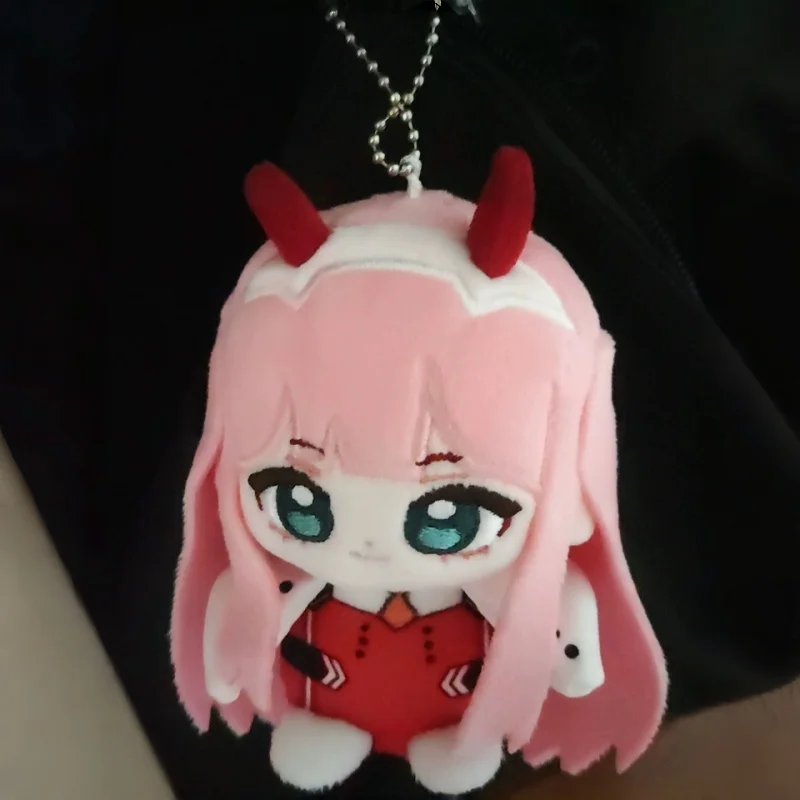 Zero Two Plush Doll Sitting Pose Cotton Pendant Keychain For Anime Fans Home Room Decor Ornament Gifts Friends Birthday