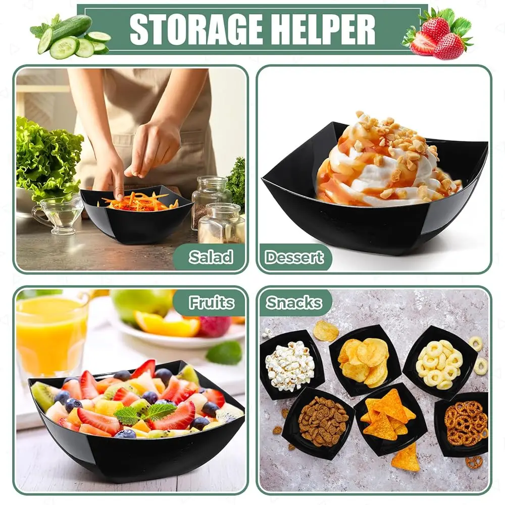 50 Pcs Square Plastic Serving Bowls Disposable Sna Salad Bowl Small Party Candy Bar Containers Taco Bar Serving Dishes For
